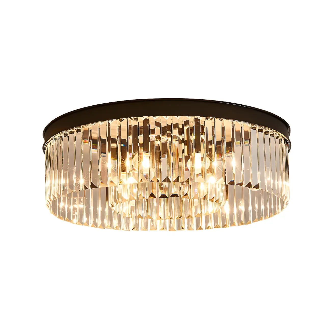 Modern Black Large Crystal Flush Mount Ceiling Light