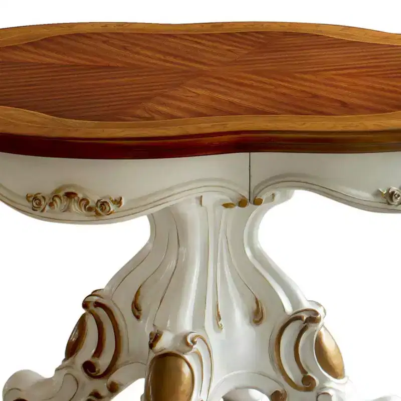 62" Picardy Dining Table Antique Pearl/Cherry Oak Finish - Acme Furniture