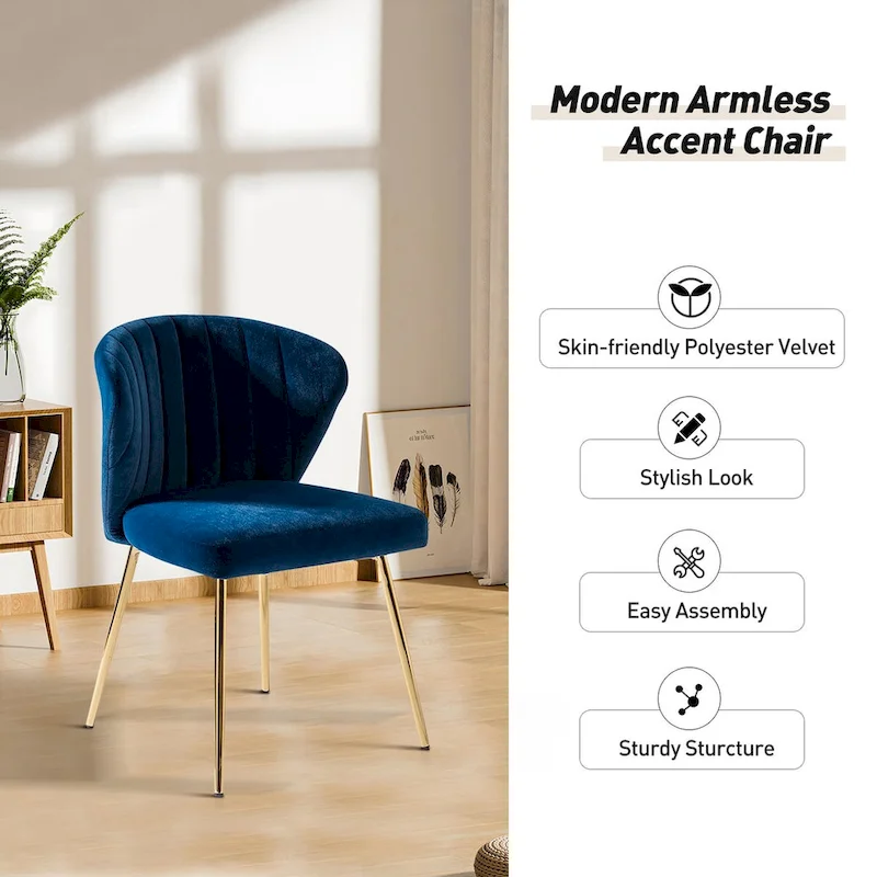 Barbara Side Chair with Metal Base Set of 4 by HULALA HOME