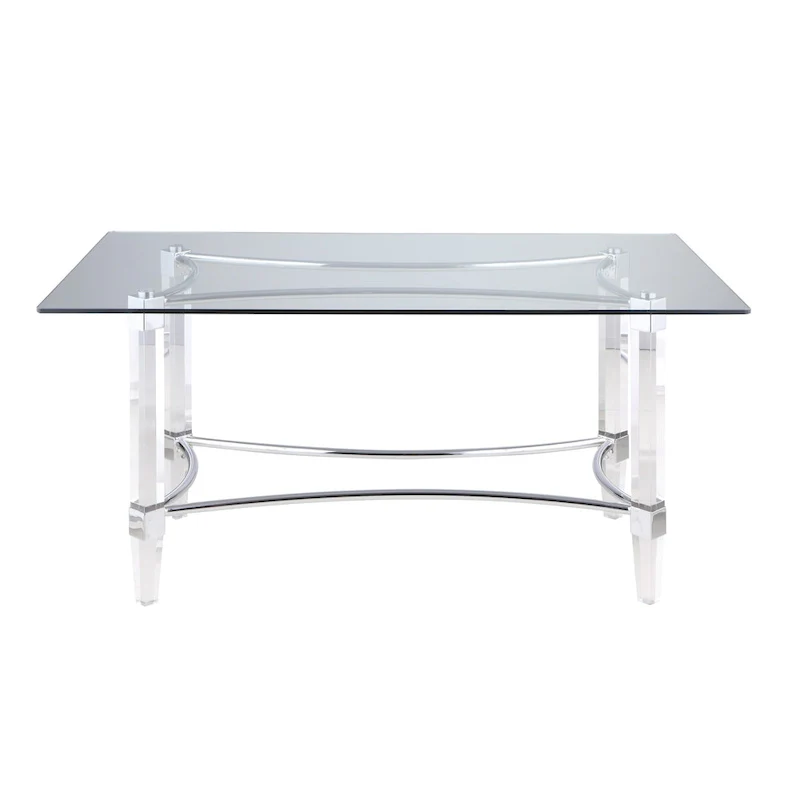 Somette Rectangular 5-Piece Glass Dining Set with Acrylic High-Back Side Chairs