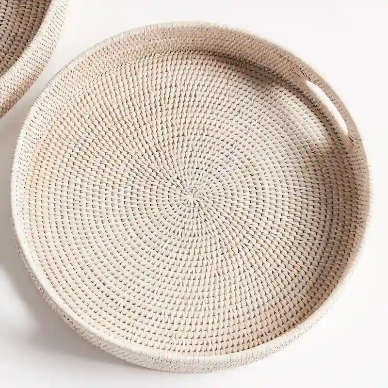 Burma Rattan Round Ottoman Trays