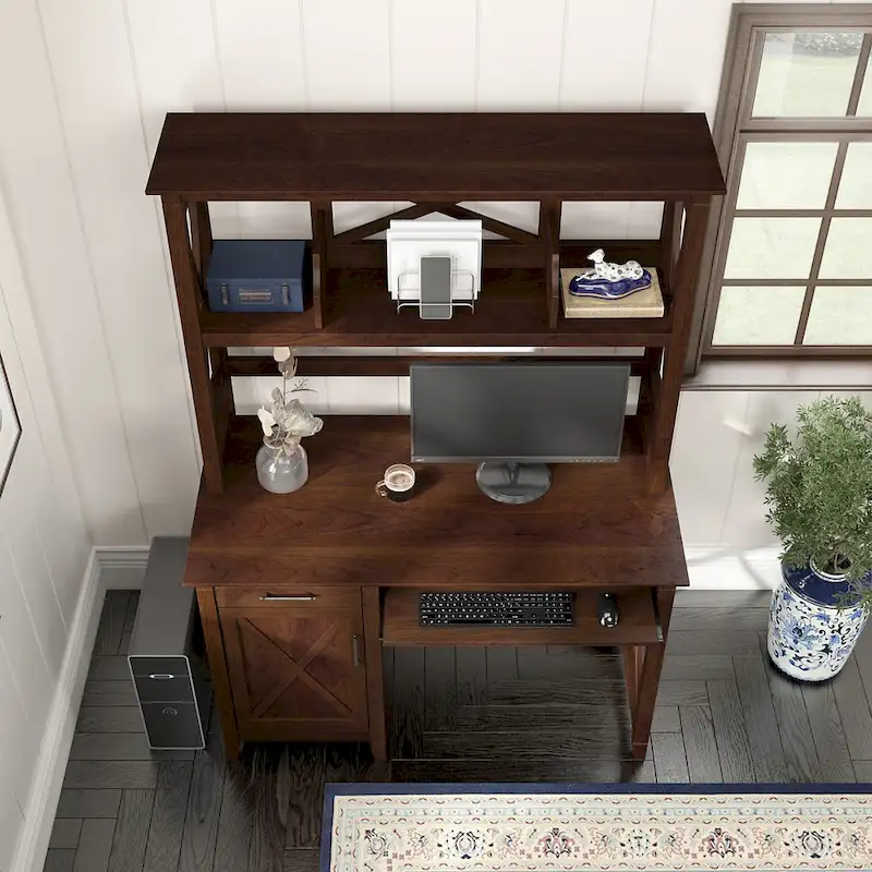 48W Small Computer Desk with Hutch