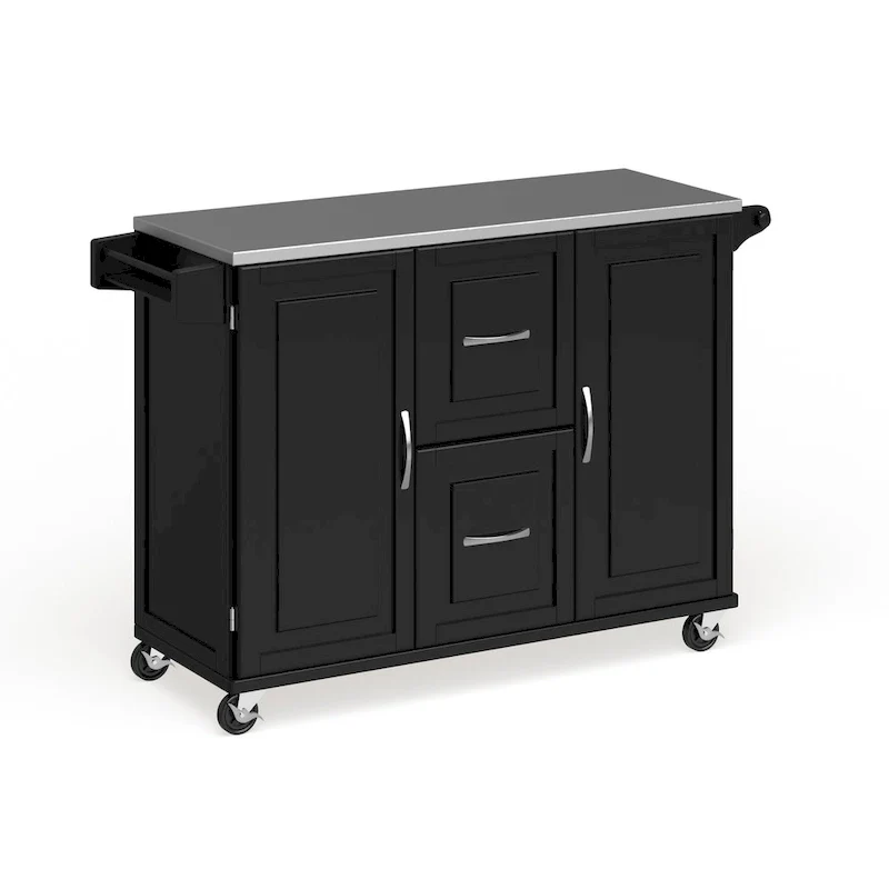 Homestyles Dolly Madison Wood Kitchen Cart with Stainless Steel Top
