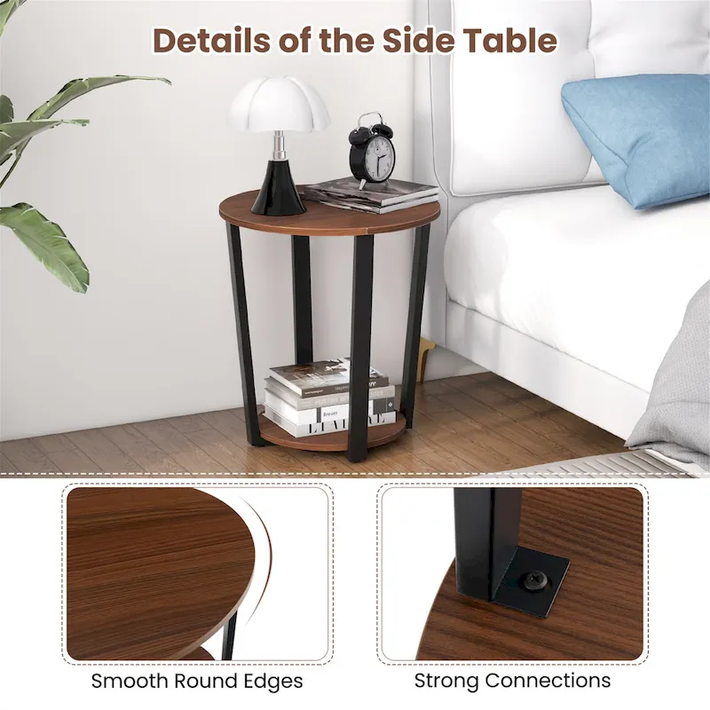 Gymax Industrial End Table Sofa Side Table Set ot 2 Nightstand w/