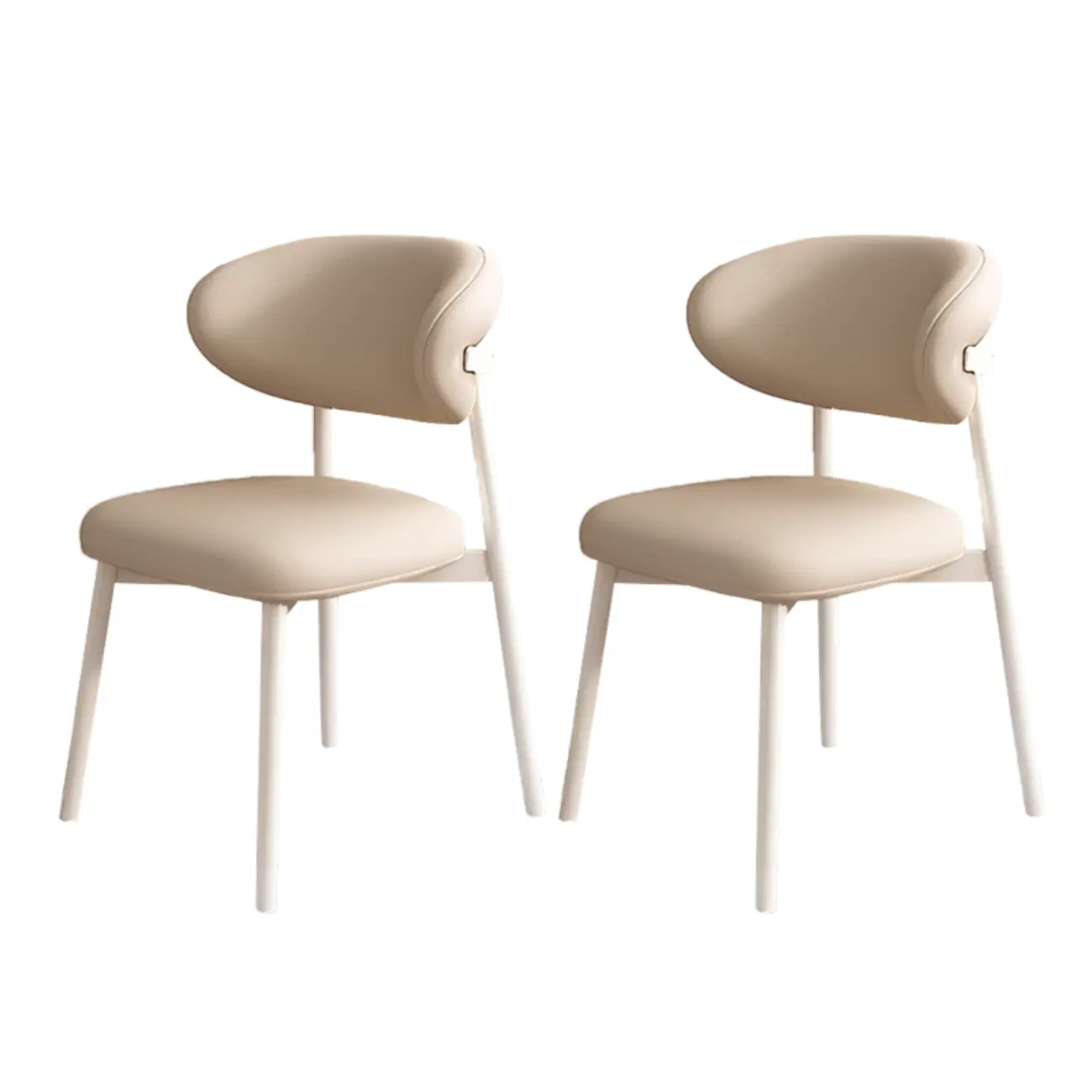 Modern Leather Wood Dining Chair Set of 2