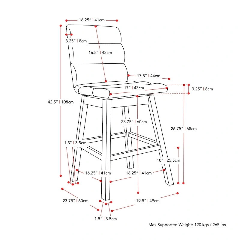 Lilibet Upholstered Counter Height Bar Stools, Set of 2