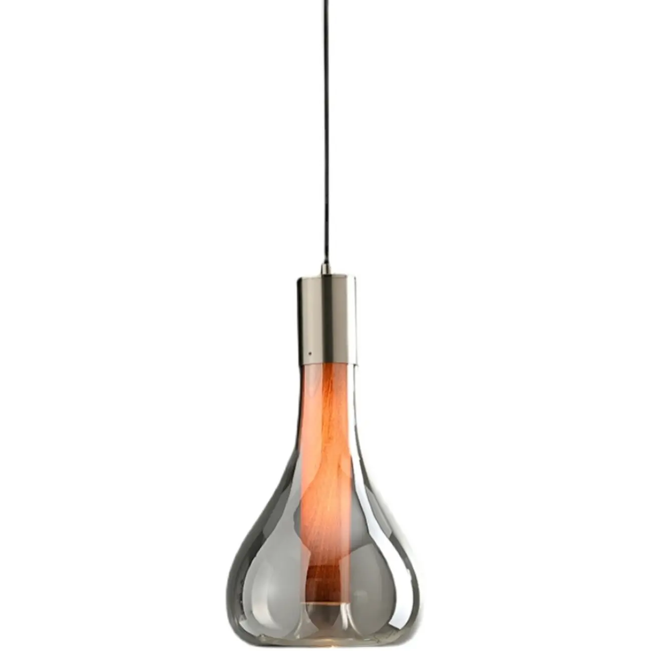 Small Water Drop Smoke Grey Glass LED Hanging Pendant Light