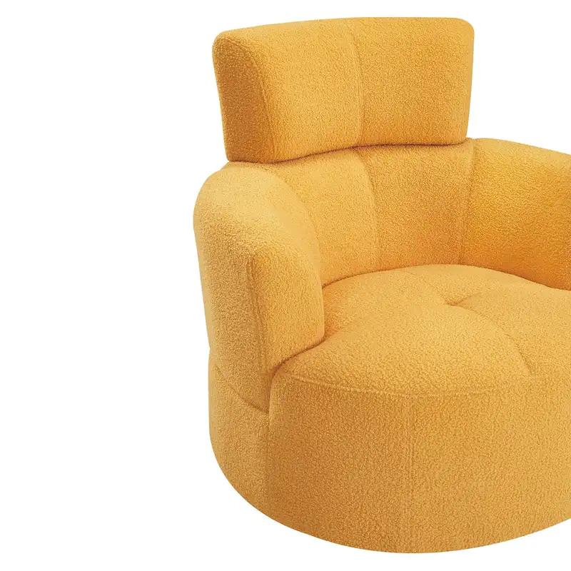 Polyester Barrel Swivel Chair with 360 Rotation, and Adjustable Headrest & Berber Fleece Upholstery - 320lb Capacity