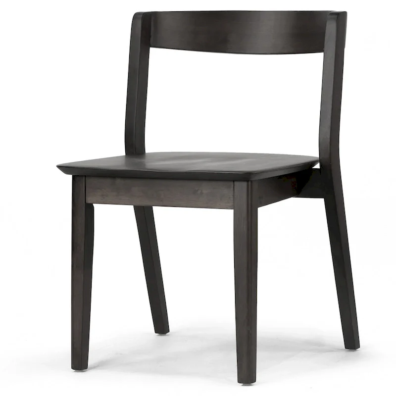 Set of 2 Black Solid Wood Chair with Curved Back