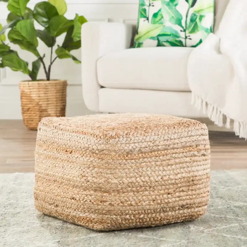 Juniper Home Saba Square Jute Pouf Ottoman/Foot Stool