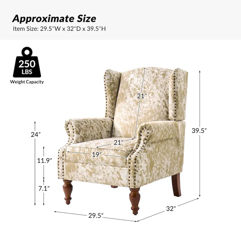 Ivan Traditional Animal Pattern Armchair with Nailhead Trim by