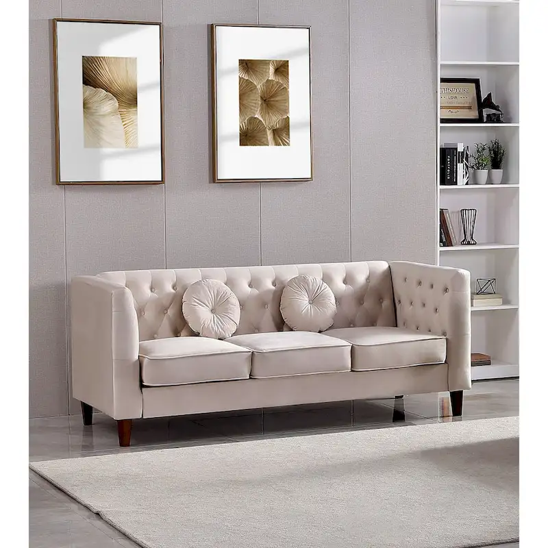 US PRIDE FURNITURE Velvet Classic Chesterfield 2 pieces Living Room Sets, Sofa and Lovesat