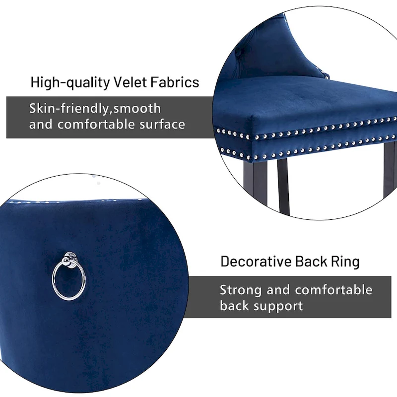 Dining Chairs Set of 6, Luxury Upholstered Velvet Kitchen Chairs Side Chair with Padded Seat Back and Solid Wood Legs - N/A