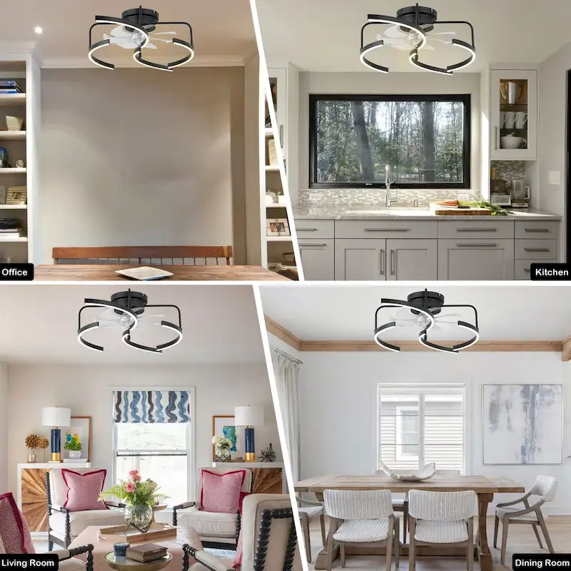 Cusp Barn 20-Inch LED 6-DIY Shape Smart Ceiling Fan With Light, 6-Speed Reversible Ceiling Fan Light With Remote Control