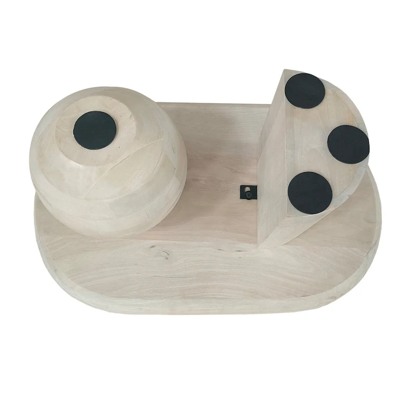 38 Inch Coffee Table, Oblong Mango Wood Top with a Modern Ball Leg