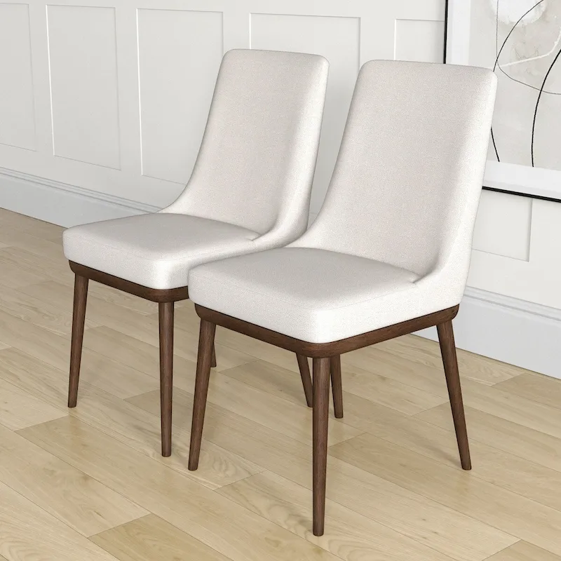 Grayson Mid Century Modern Beige Dining Chair (Set of 2)