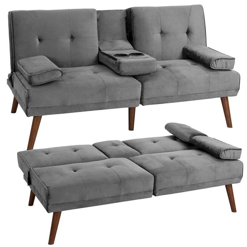 Futzca 60 Small Loveseat, 3 in 1 Cute Convertible Sofa Bed