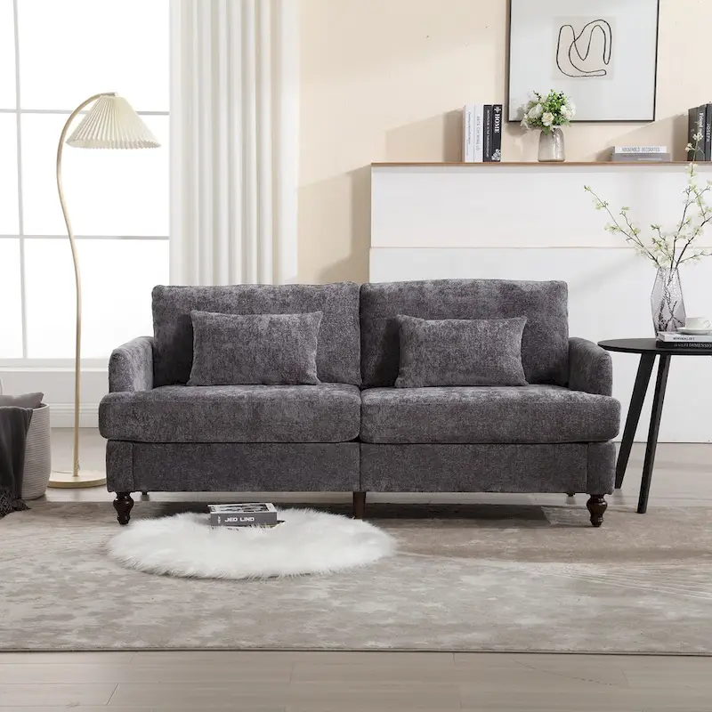 Modern Chenille Fabric Loveseat, 2-Seat Upholstered Loveseat Sofa