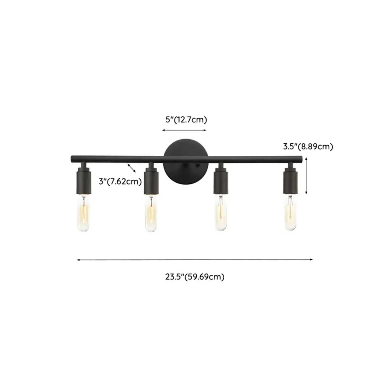 Industrial 3 Black Head Vanity Light with Bulb Shade