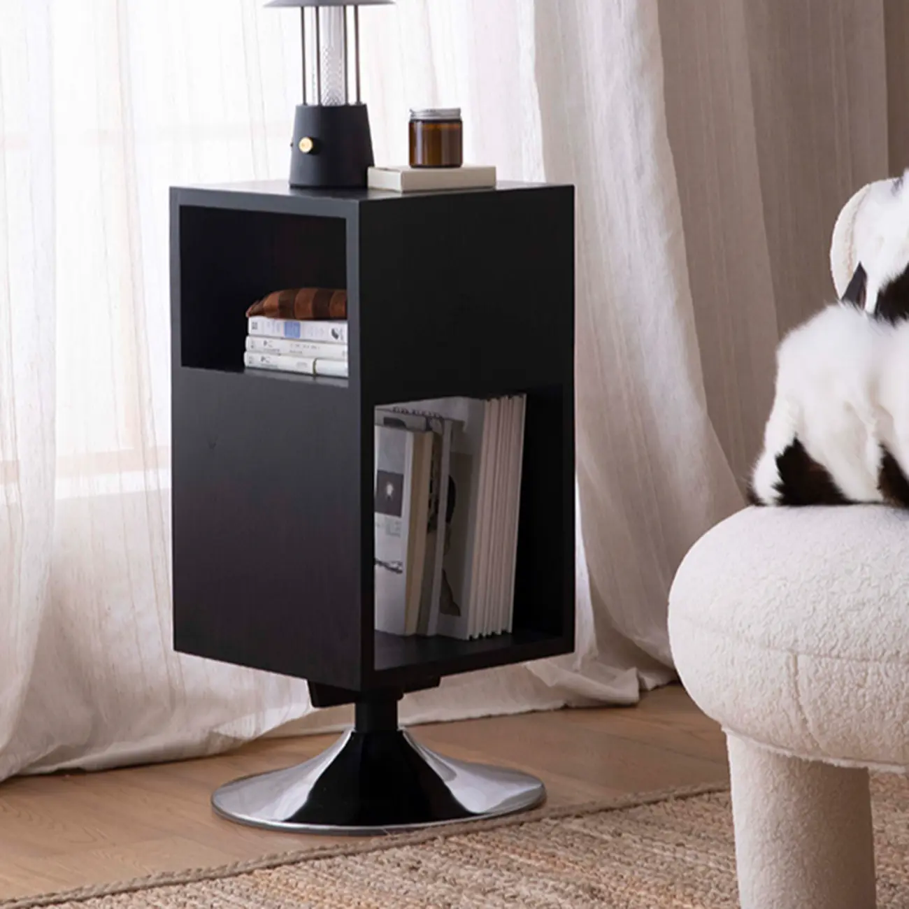 Timeless Rectangular Wooden 360¡ã Rotating Side Table