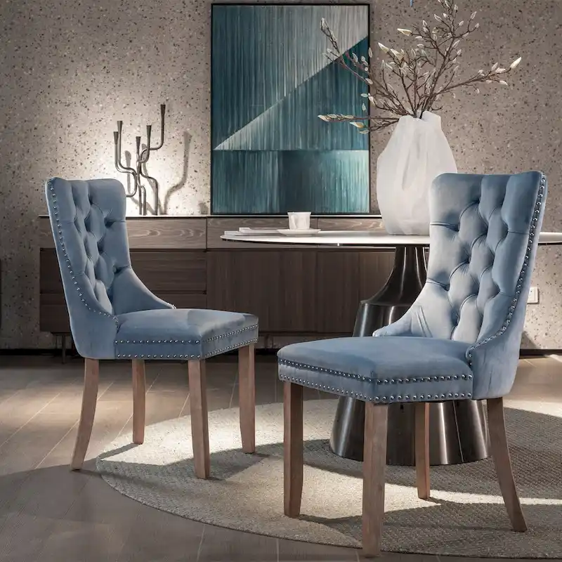 Velvet Upholstered Dining Chair 2-Pcs Set