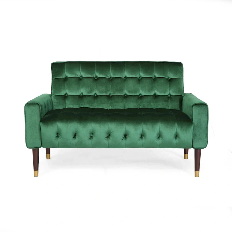 Harnett Tufted Velvet Tapered Leg Loveseat by Christopher Knight Home