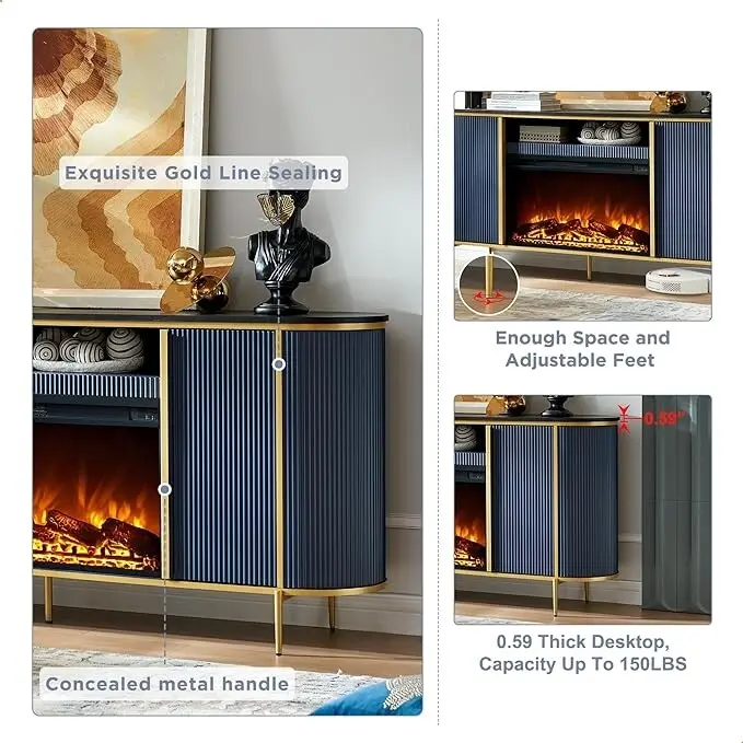 70  Modern Luxury Fireplace TV Stand, Entertainment Center, TV Console