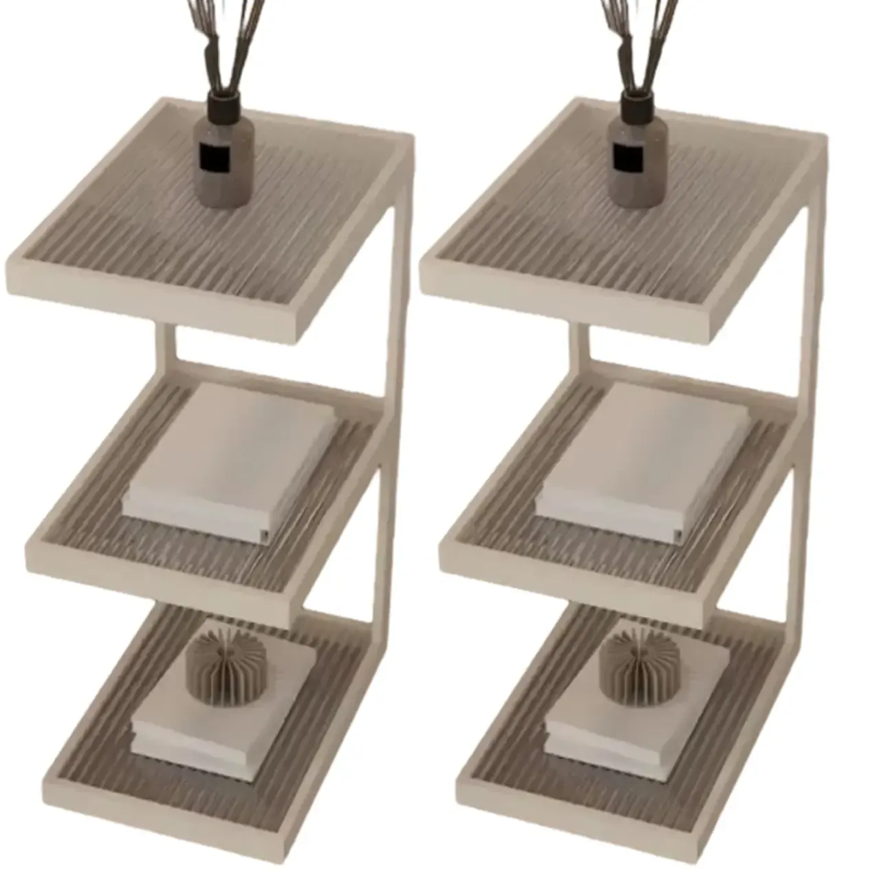 Extra Tall Simple Glass Top and Steel 3 Shelves Nightstand