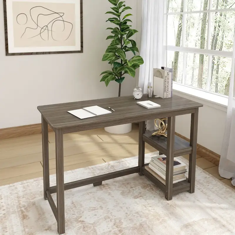 Plank and Beam Desk with Bookshelves