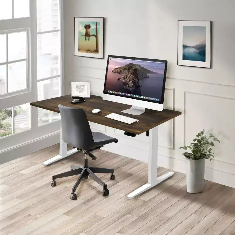 Electric Sit-Stand Desk with Tabletop - White/Oak
