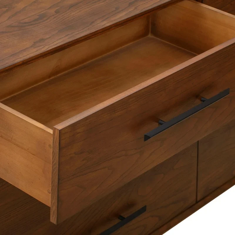 Pecan 6 Drawer Wood Dresser