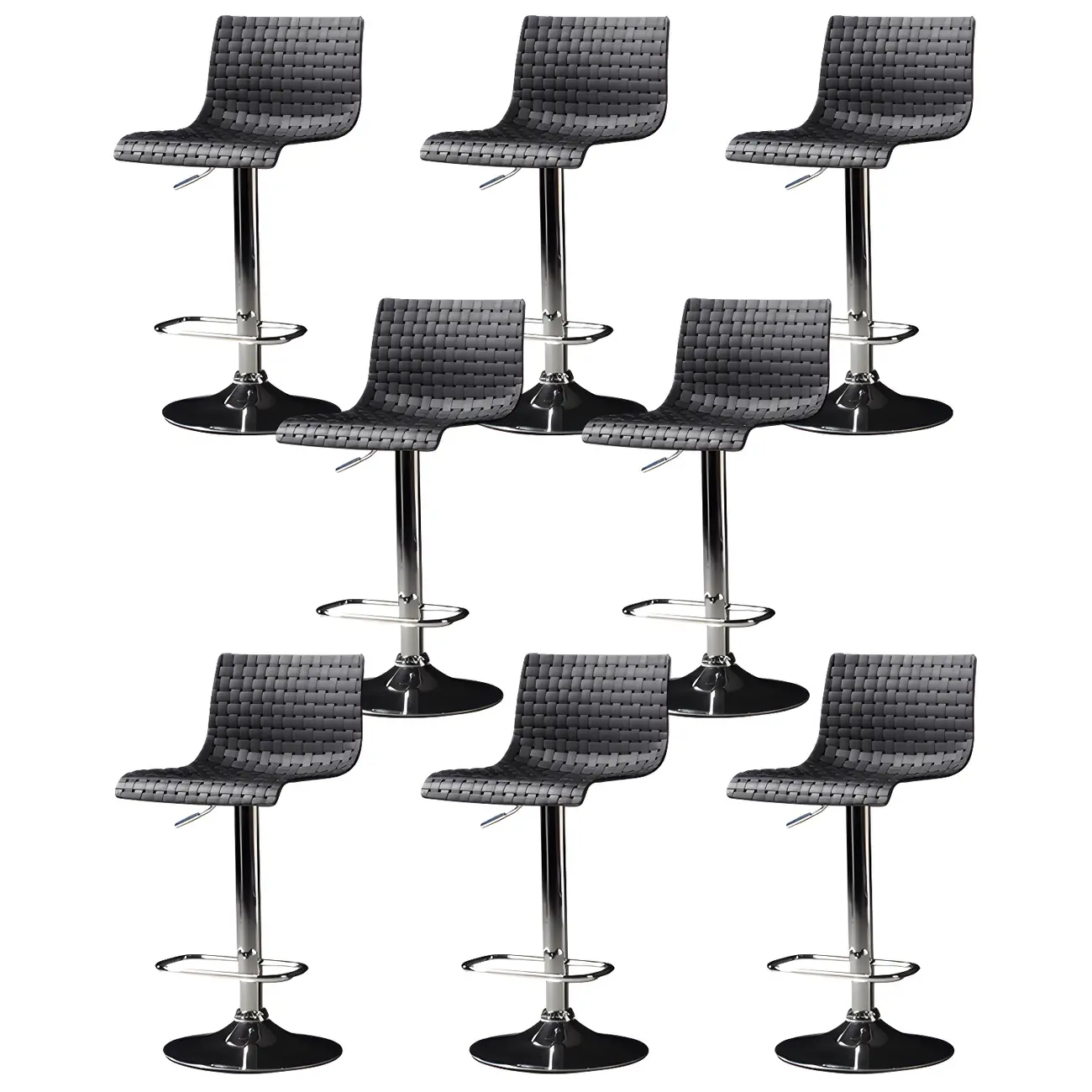 Modern Square Seat Plastic Rattan Adjustable Swivel Bar Stools