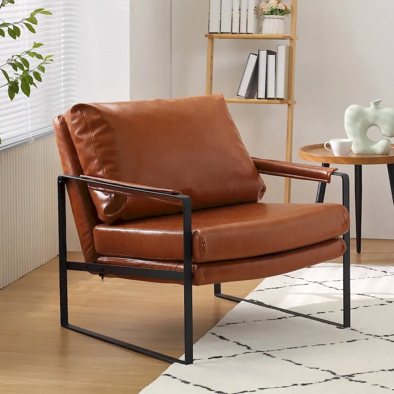 Art Leon Modern Faux Leather Accent Chairs Set of 2