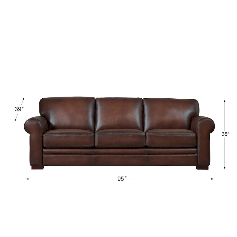 Hydeline Brookfield Top Grain Leather Sofa Set, Sofa, Loveseat and Chair