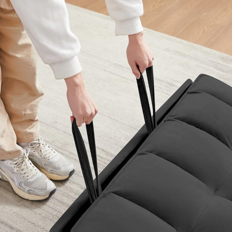 3 in 1 Convertible Velvet Sofa Couch w/Pullout Bed and Reclining Backres