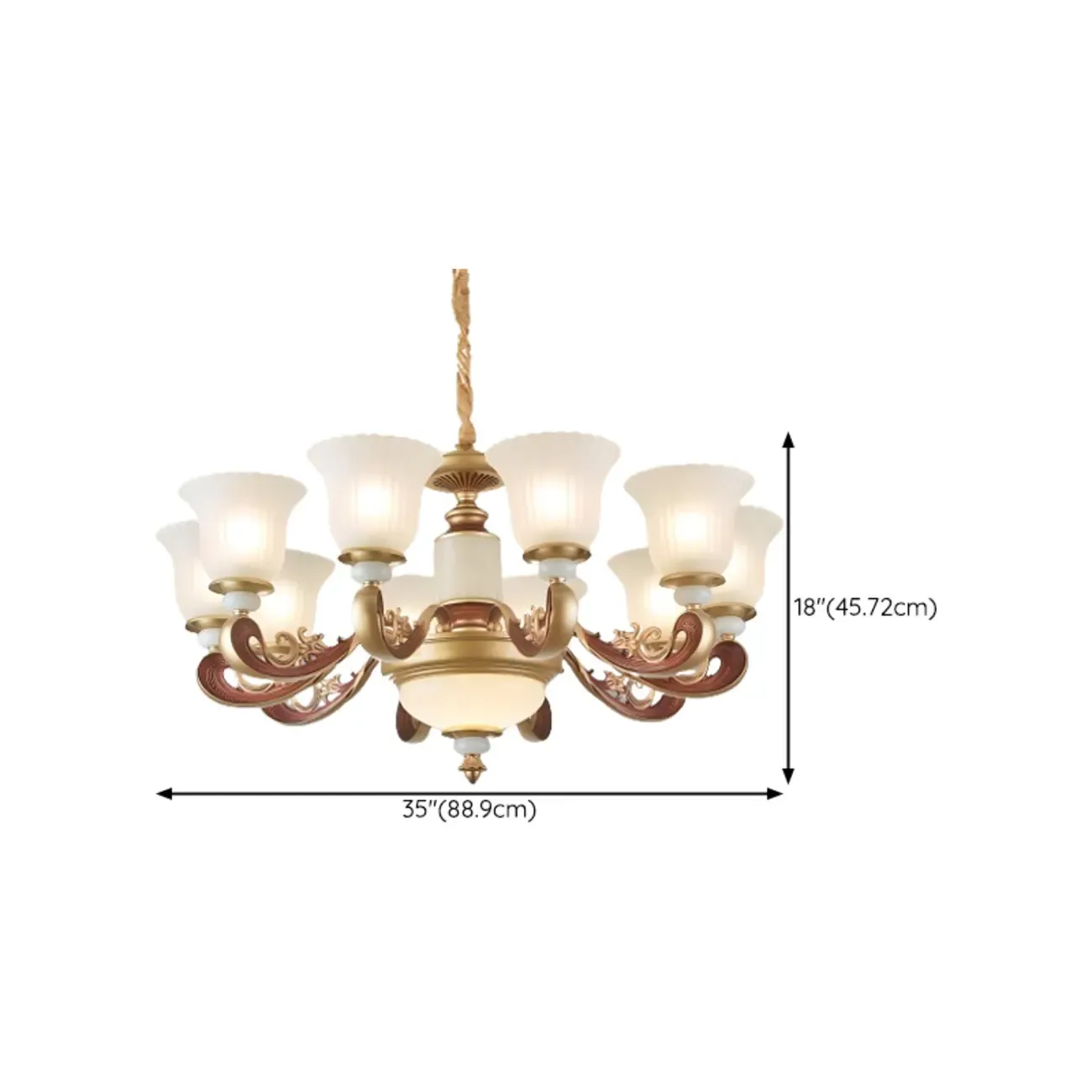 Adjustable Dining Room Gold Glass Bell Shape Up Light Chandelier