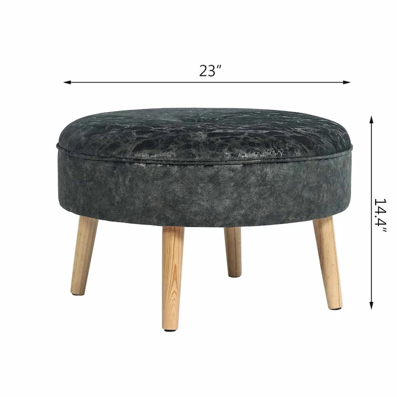 Adeco Carrington Juttersbo Round Tufted Fabric Ottoman