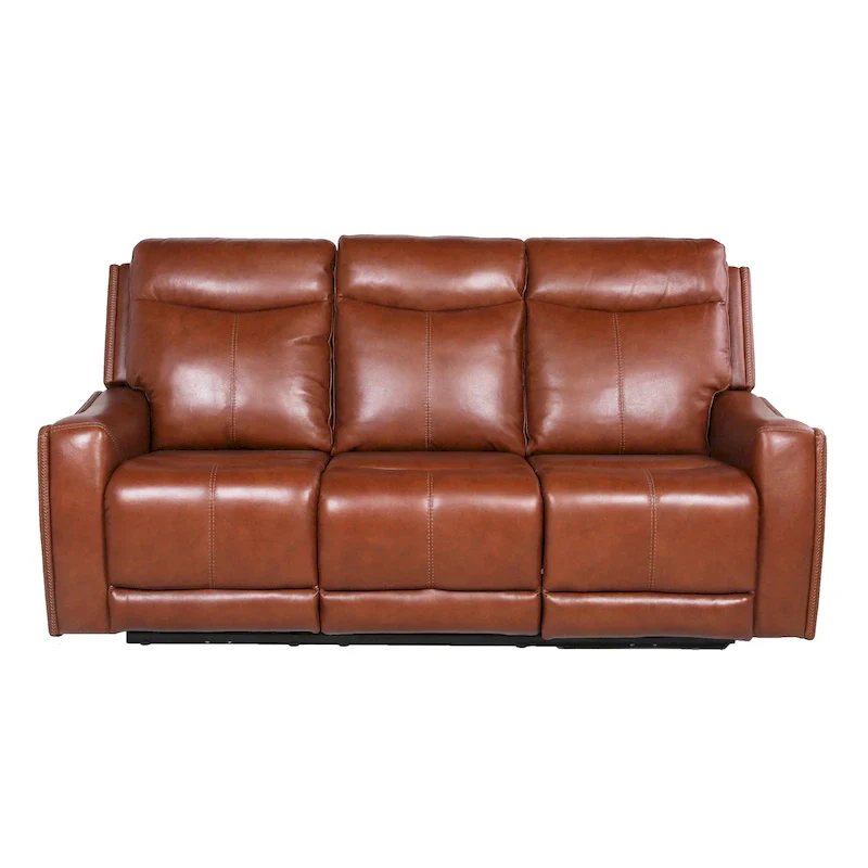 Newport Furnishings Power Top Grain Leather Reclining Sofa