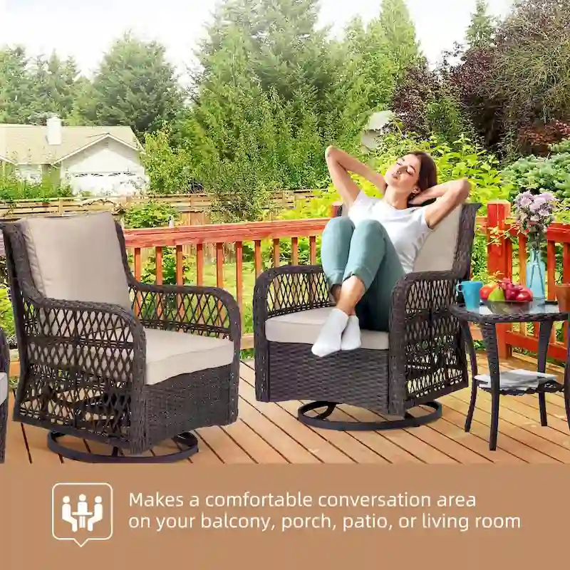 3 Pieces Rocking Wicker Bistro Set
