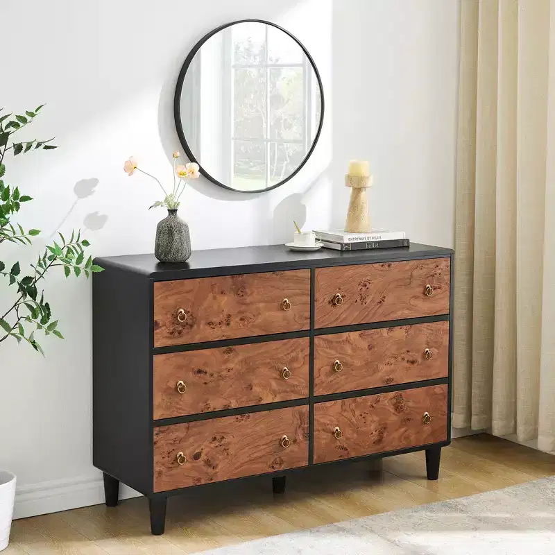 Natural Oak 6/7-Drawer Modern Wood Dresser, Storage Chest for Bedroom