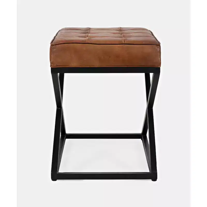 Jofran, Global Archive Distressed Genuine Leather Ottoman - Saddle