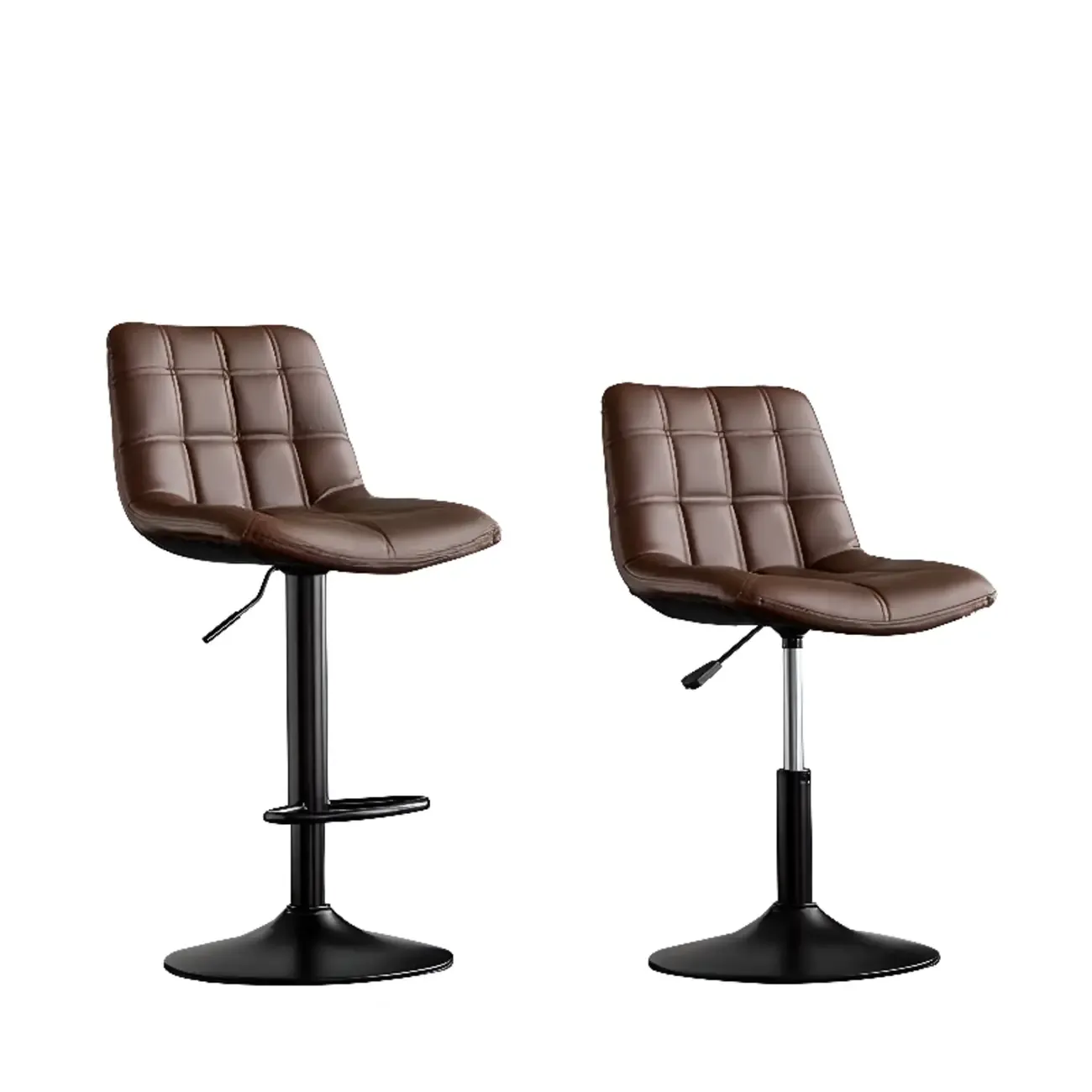 Glam Faux Leather Swivel Adjustable Bar Stools