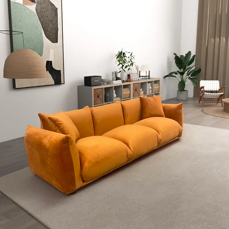 Arten Mid-Century Modern Luxury Boucle/Velvet Couch