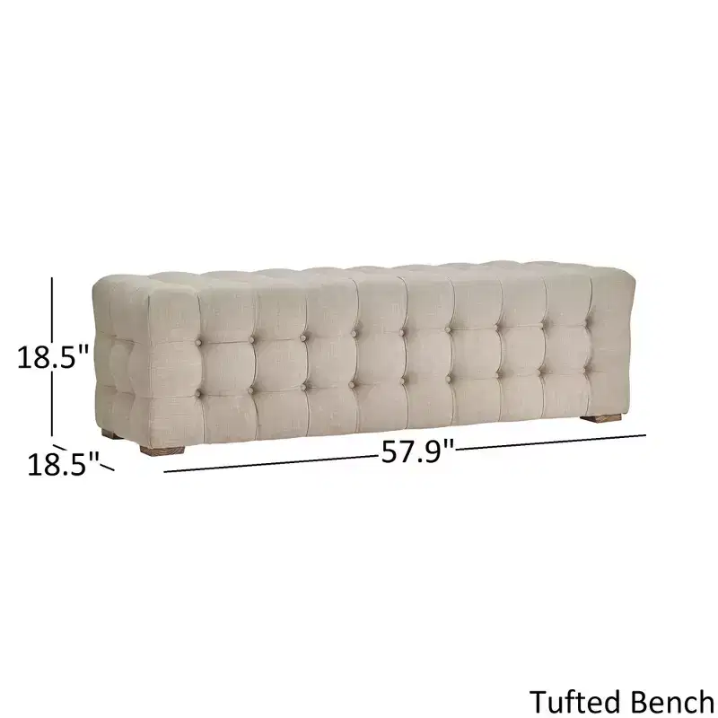 Knox Linen Fabric Tufted Bench - iNSPIRE Q