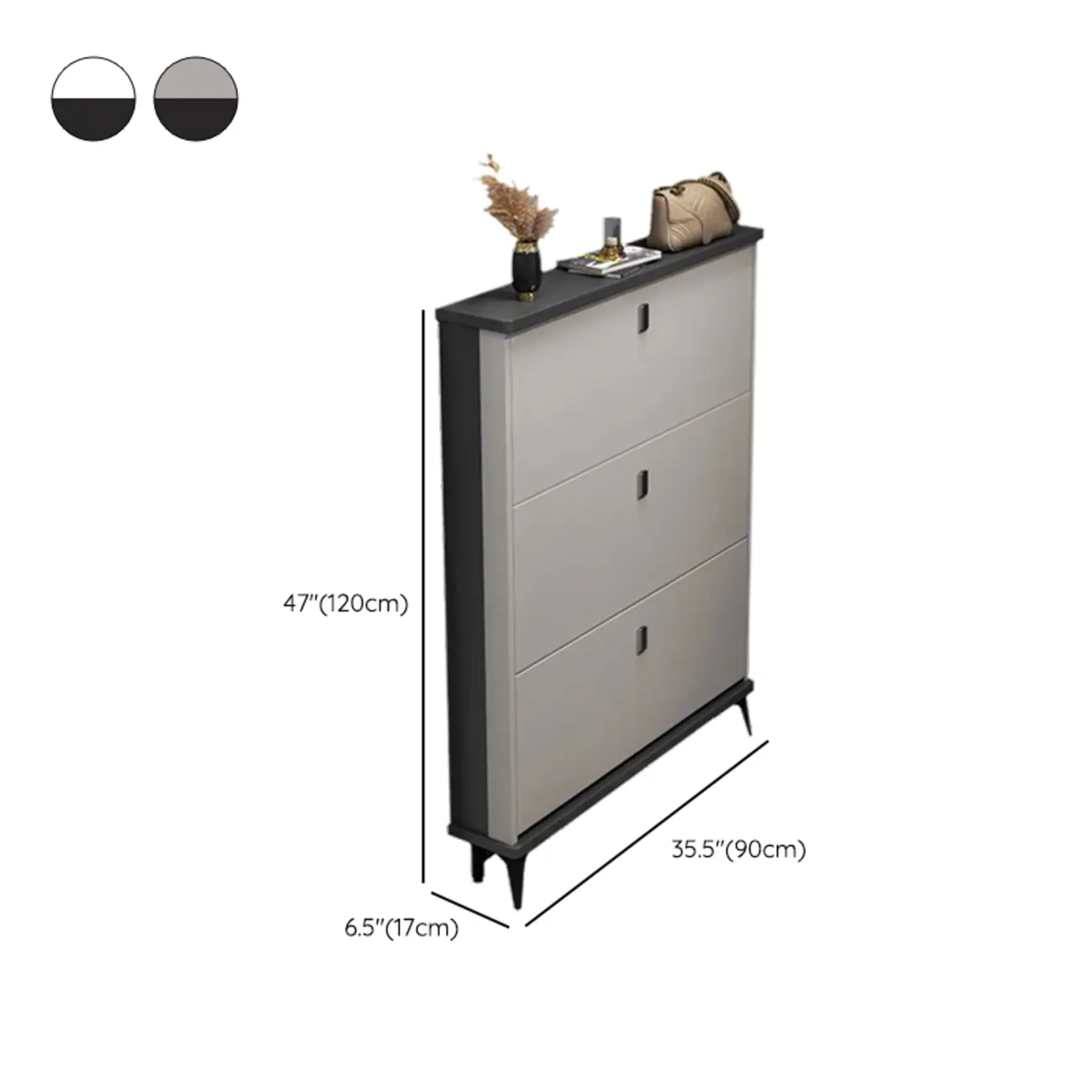 Modern Wood Shoe Cabinet with Adjustable Shelves, Entryway