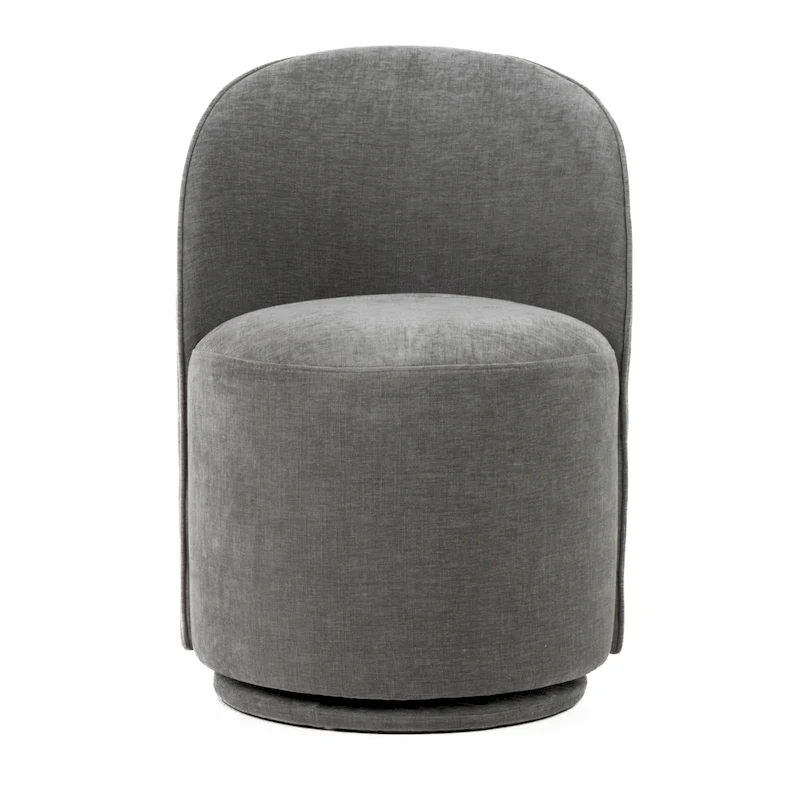 Modrest Correa Modern Dove Grey Fabric Swivel Dining Chair