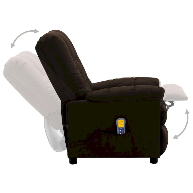 vidaXL Massage Recliner Dark Brown Fabric - 29.1 x 39 x 40.2