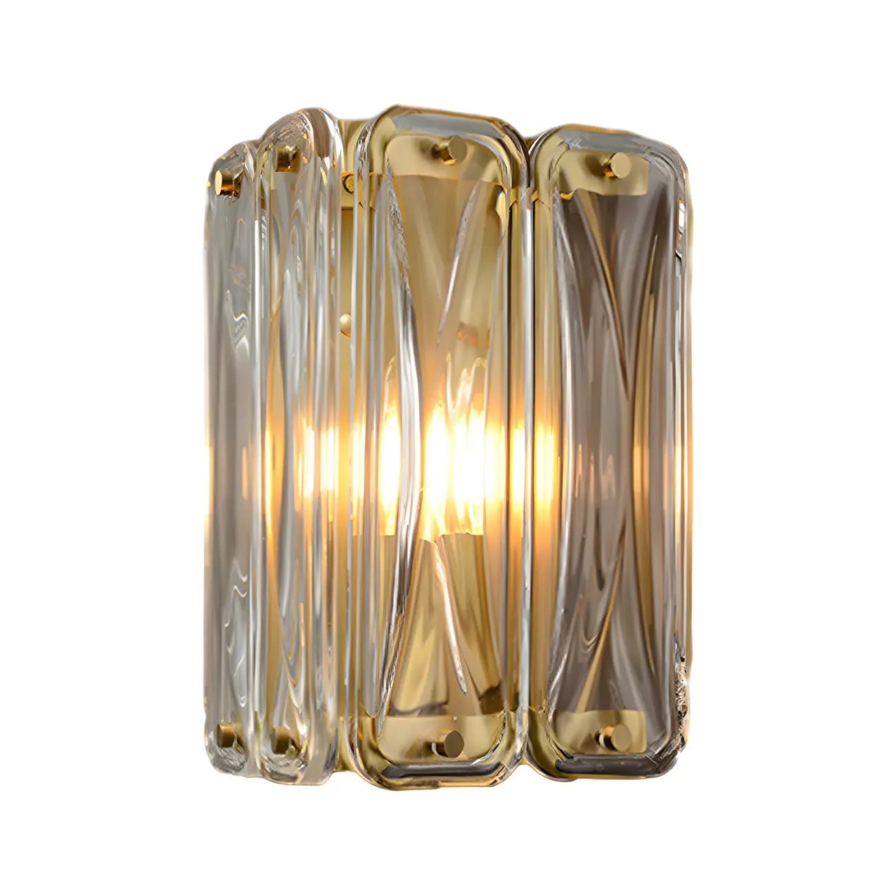 Modern Gold Metal Clear Glass Geometry Wall Sconce