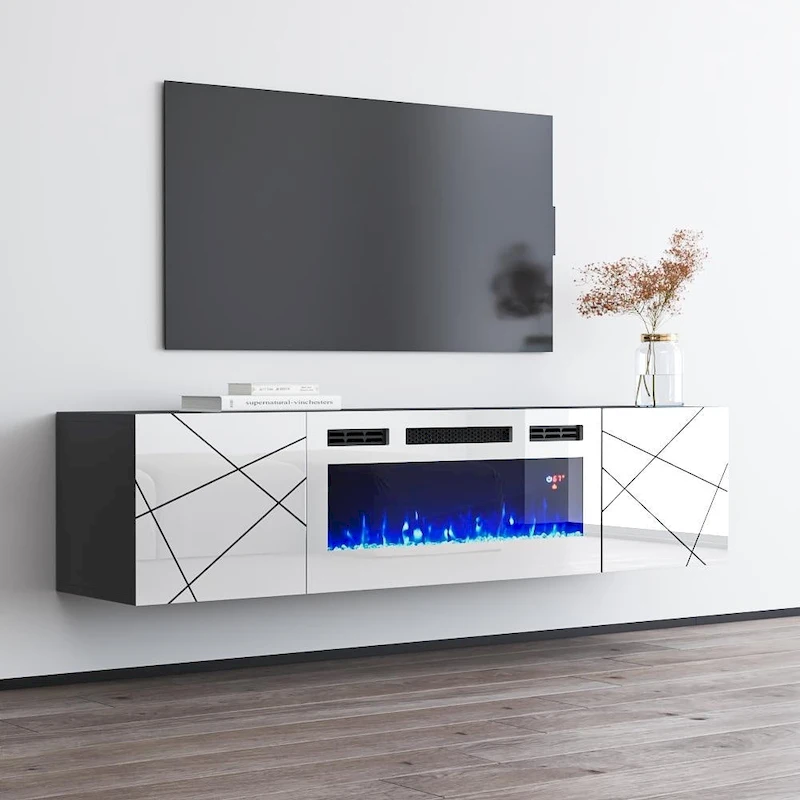 London WH-EF Electric Fireplace 63 TV Stand