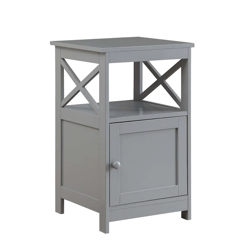 End Table with Storage Cabinet & Shelf, MDF, X-Frame, 16"W x 16"D x 26"H, 7 Colors